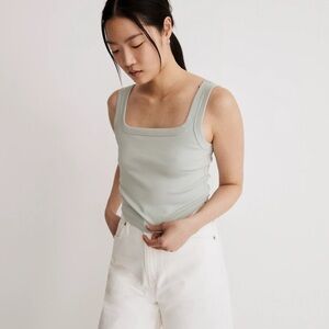 Madewell The Tailored Crop Tank in Sleekhold Sage Mist
